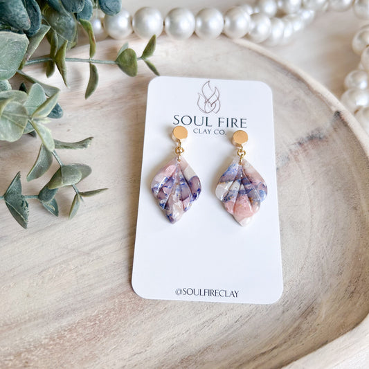 Bridgerton Collection - Scalloped Leaf Drop - Marbled Statement Earrings