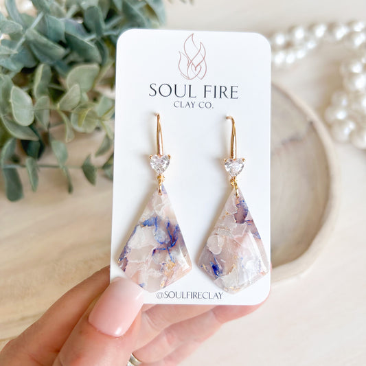 Bridgerton Collection - Diamond Drop - Marbled Statement Earrings