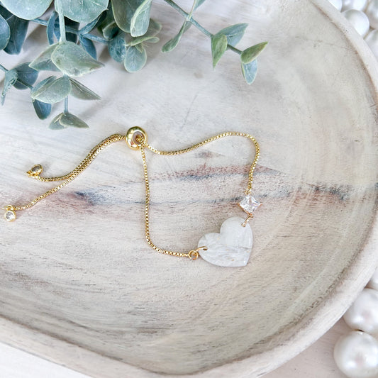 Bridgerton Collection - Marbled Heart Bracelet - Gold Chain