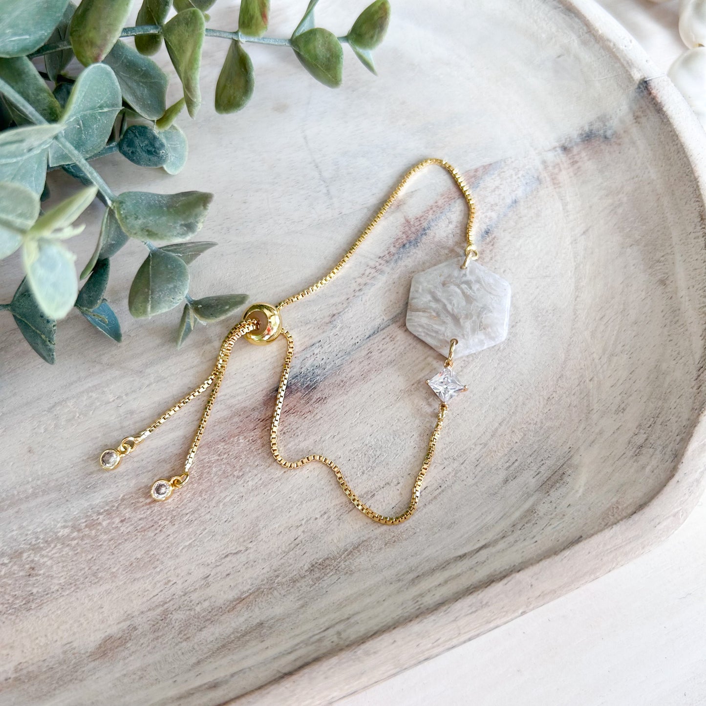 Bridgerton Collection - Marbled Hexagon Bracelet - Gold Chain