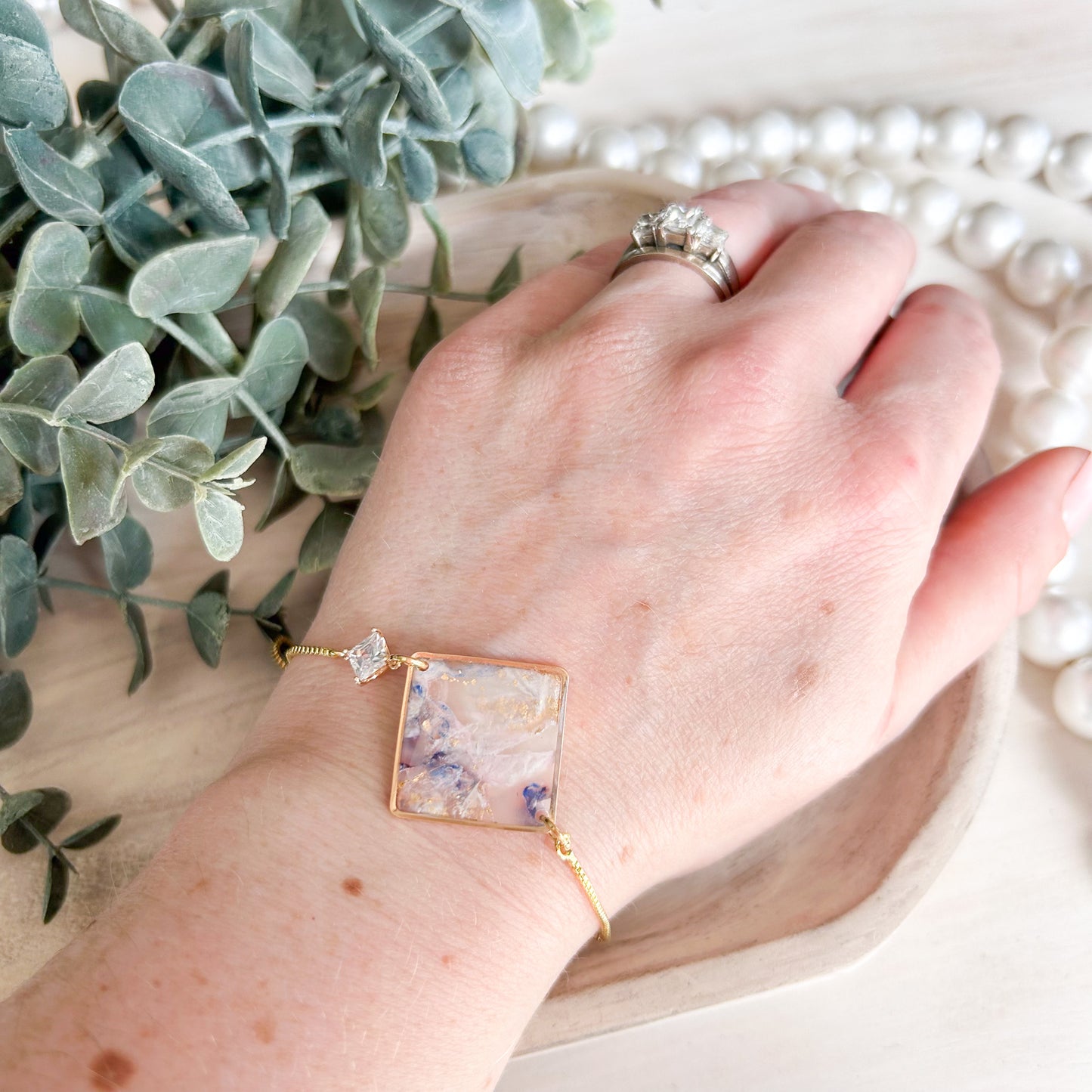 Bridgerton Collection - Marbled Diamond Bracelet - Gold Chain