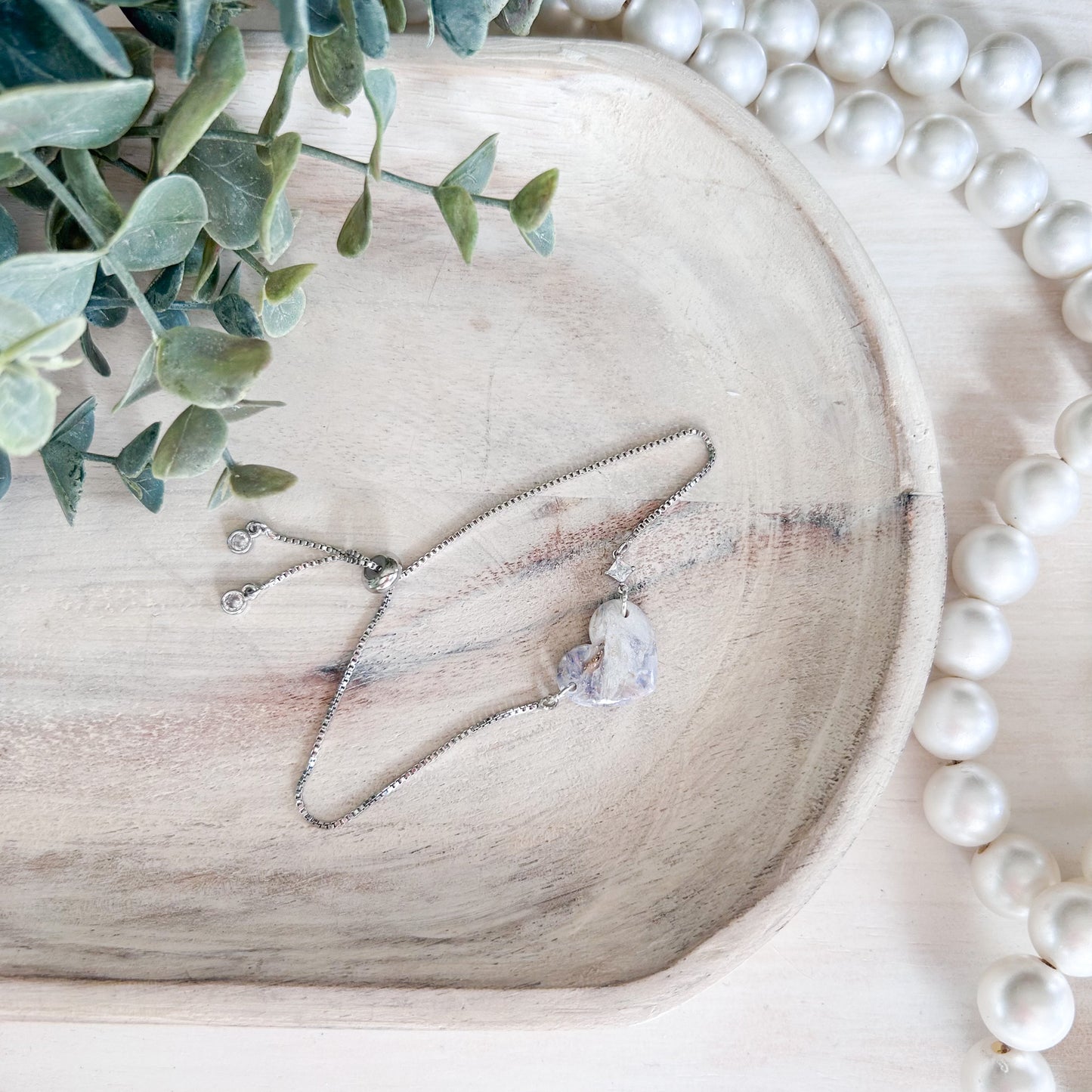 Bridgerton Collection - Marbled Heart Bracelet - Silver Chain