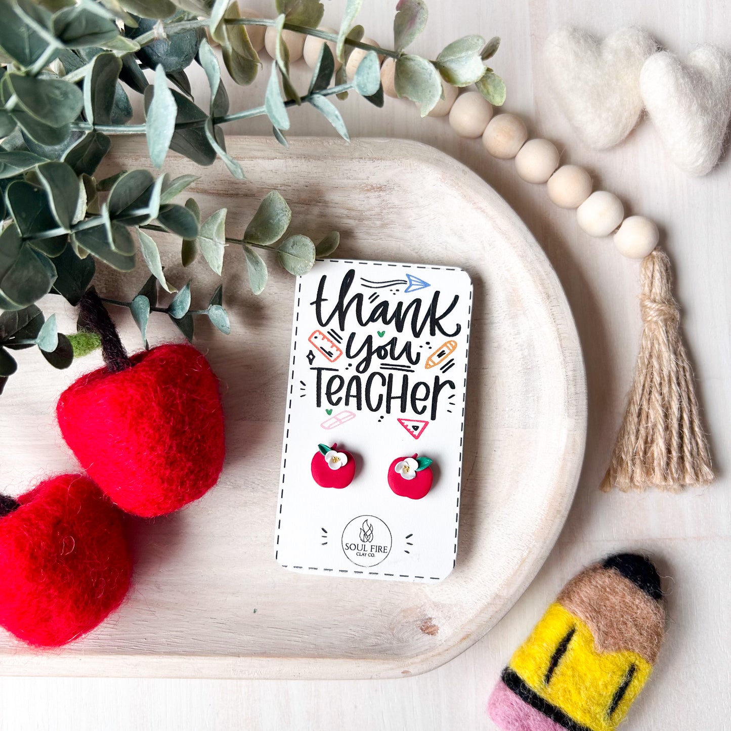 Apples - Educator Teacher Studs - Statement Earrings