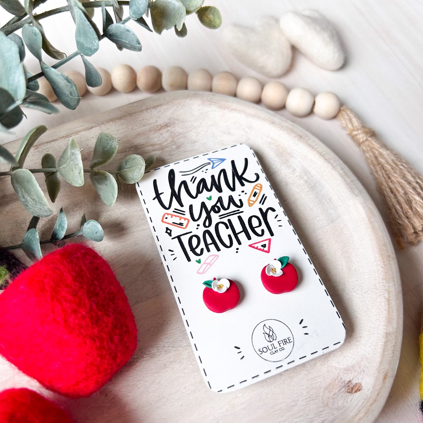 Apples - Educator Teacher Studs - Statement Earrings