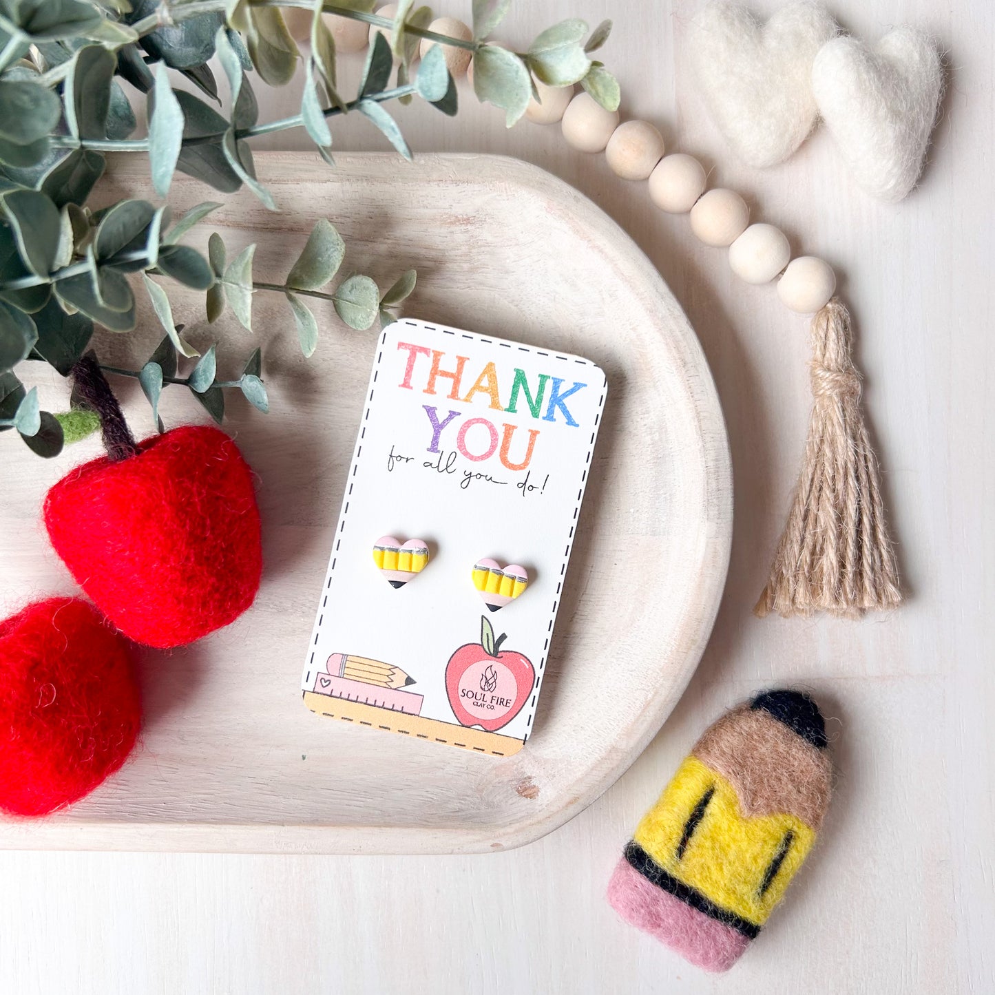 Pencil Hearts - Educator Teacher Studs - Statement Earrings