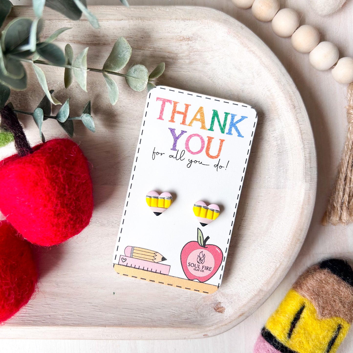 Pencil Hearts - Educator Teacher Studs - Statement Earrings