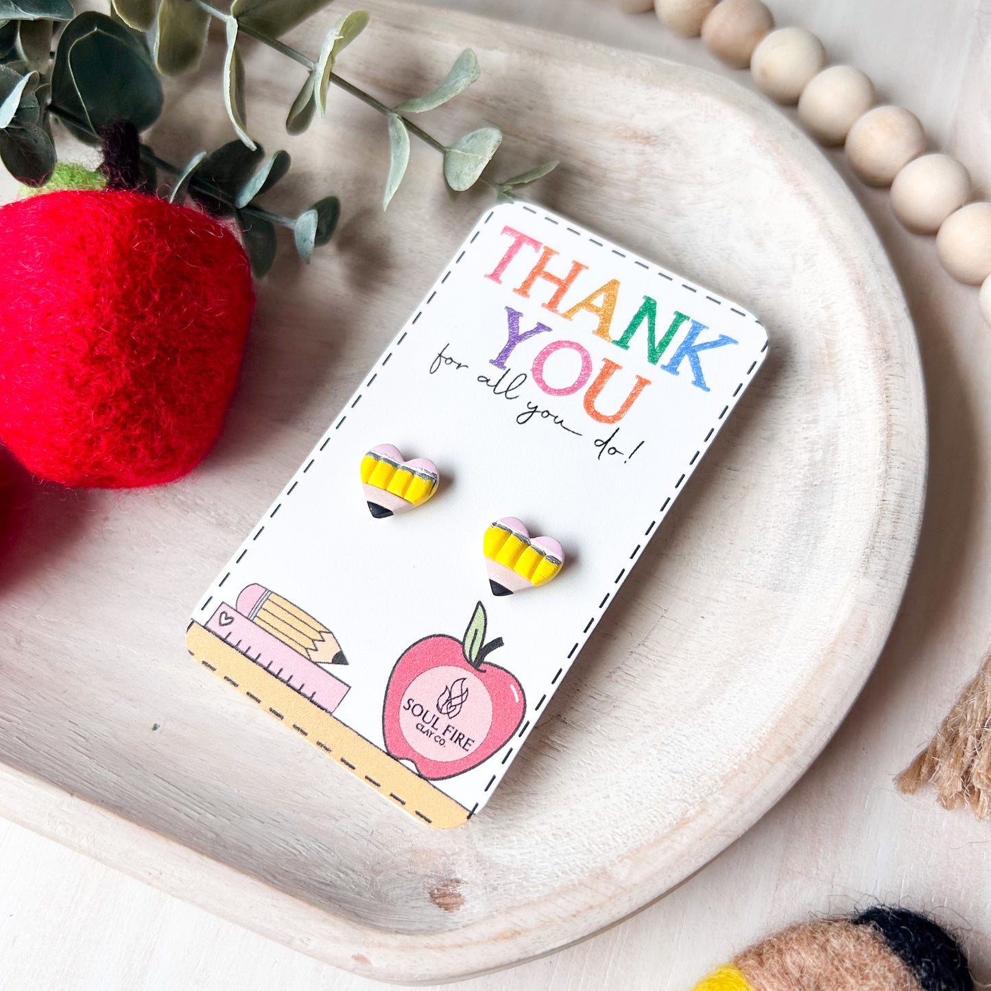 Pencil Hearts - Educator Teacher Studs - Statement Earrings