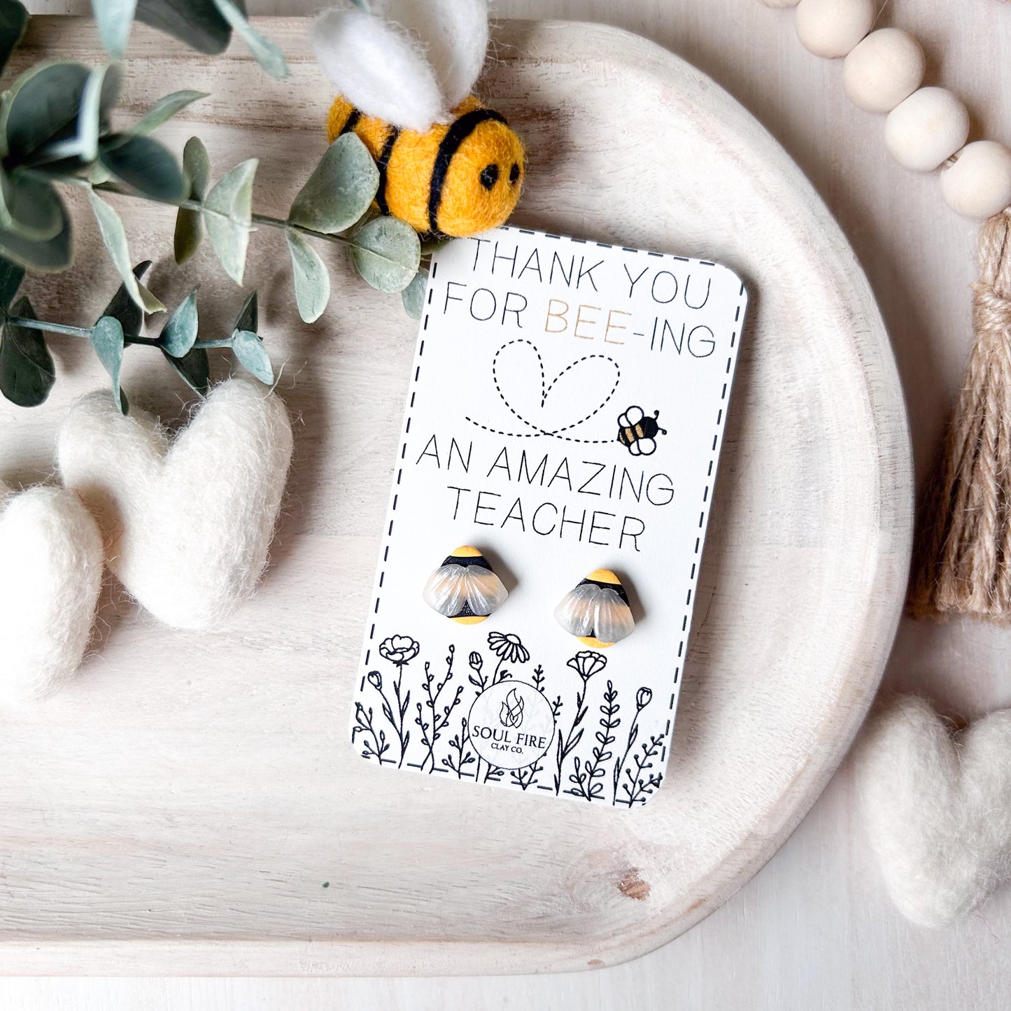 Bee - Educator Teacher Studs - Statement Earrings