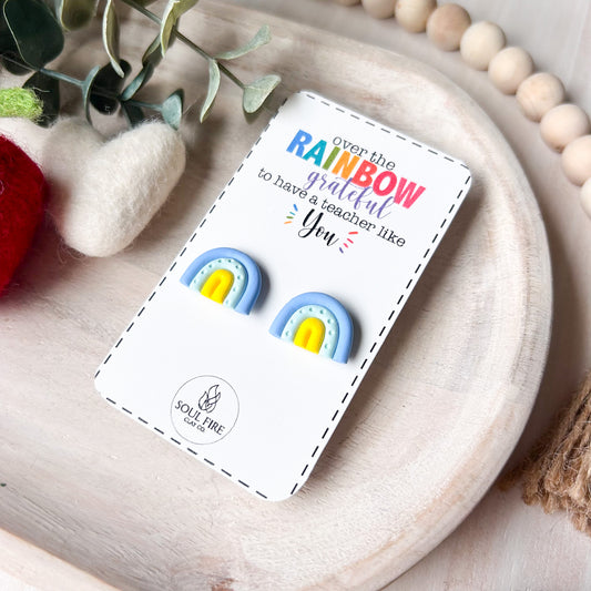 Rainbow (Blue/Mint/Yellow) - Educator Teacher Studs - Statement Earrings