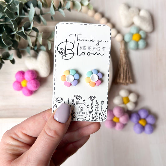 Rainbow Daisy - Educator Teacher Studs - Statement Earrings