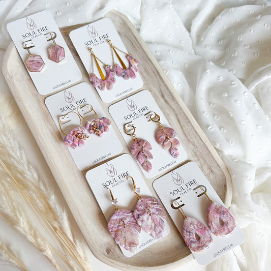 Pink & Purple Marble statement Earrings