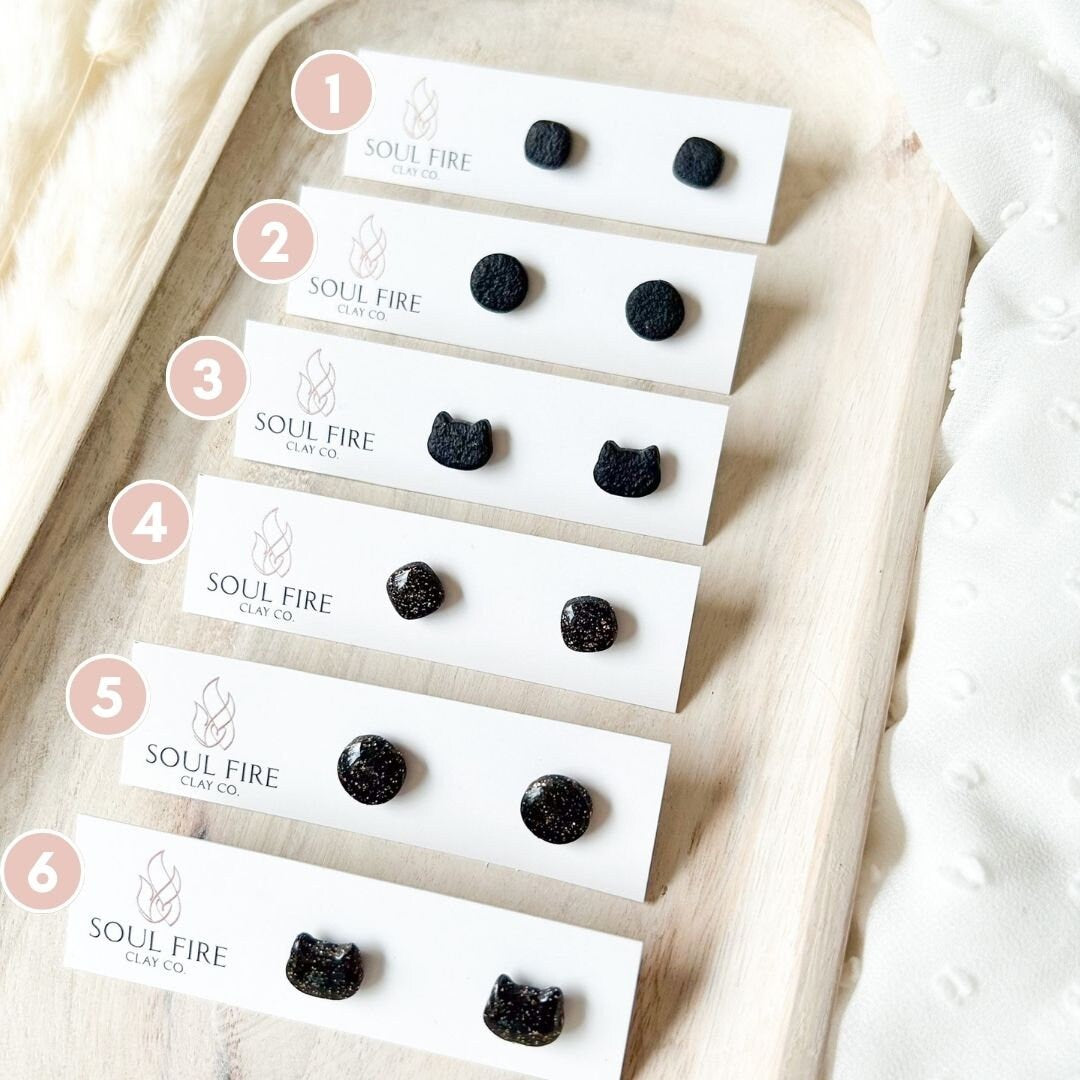 Black & Gold Fleck Stud Earrings