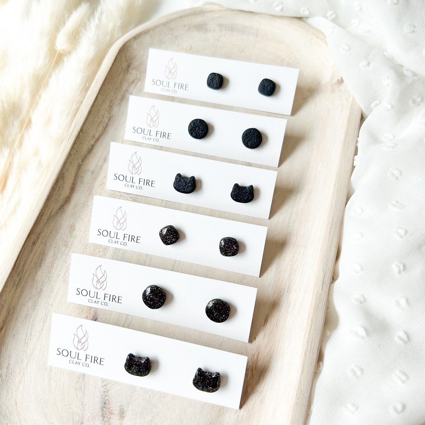 Black & Gold Fleck Stud Earrings