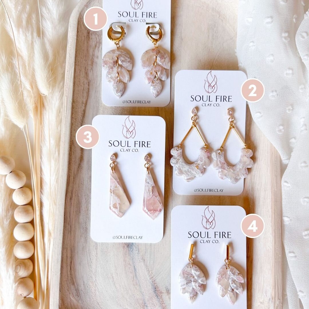 Light Pink Marble Statement Earrings