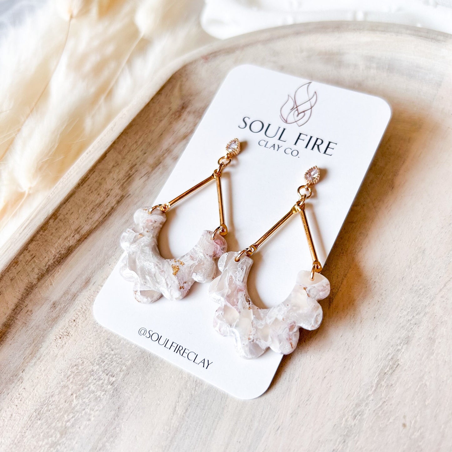 Light Pink Marble Statement Earrings