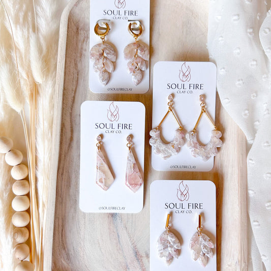 Light Pink Marble Statement Earrings