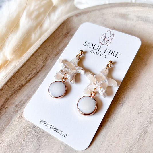 Marbled Starfish Pearl Statement Earrings