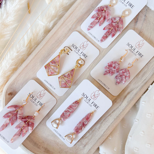 Maroon Marble statement Earrings