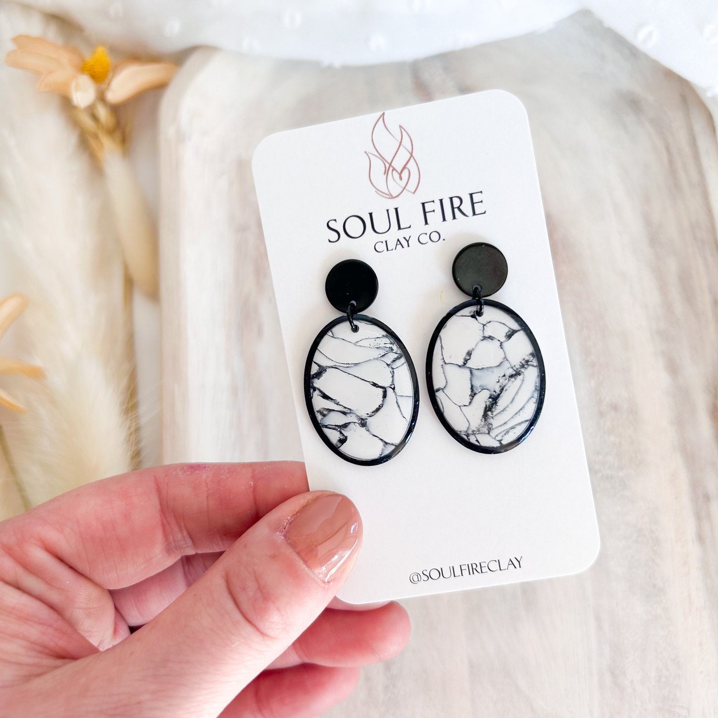 Black & White Marble statement Earrings