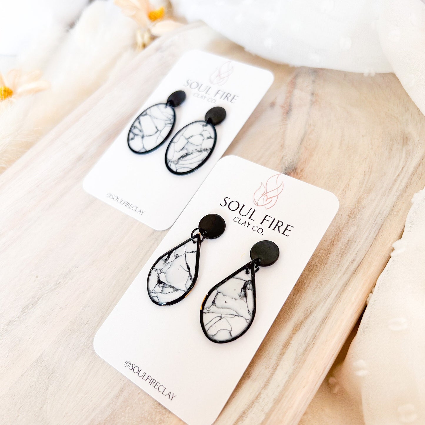 Black & White Marble statement Earrings