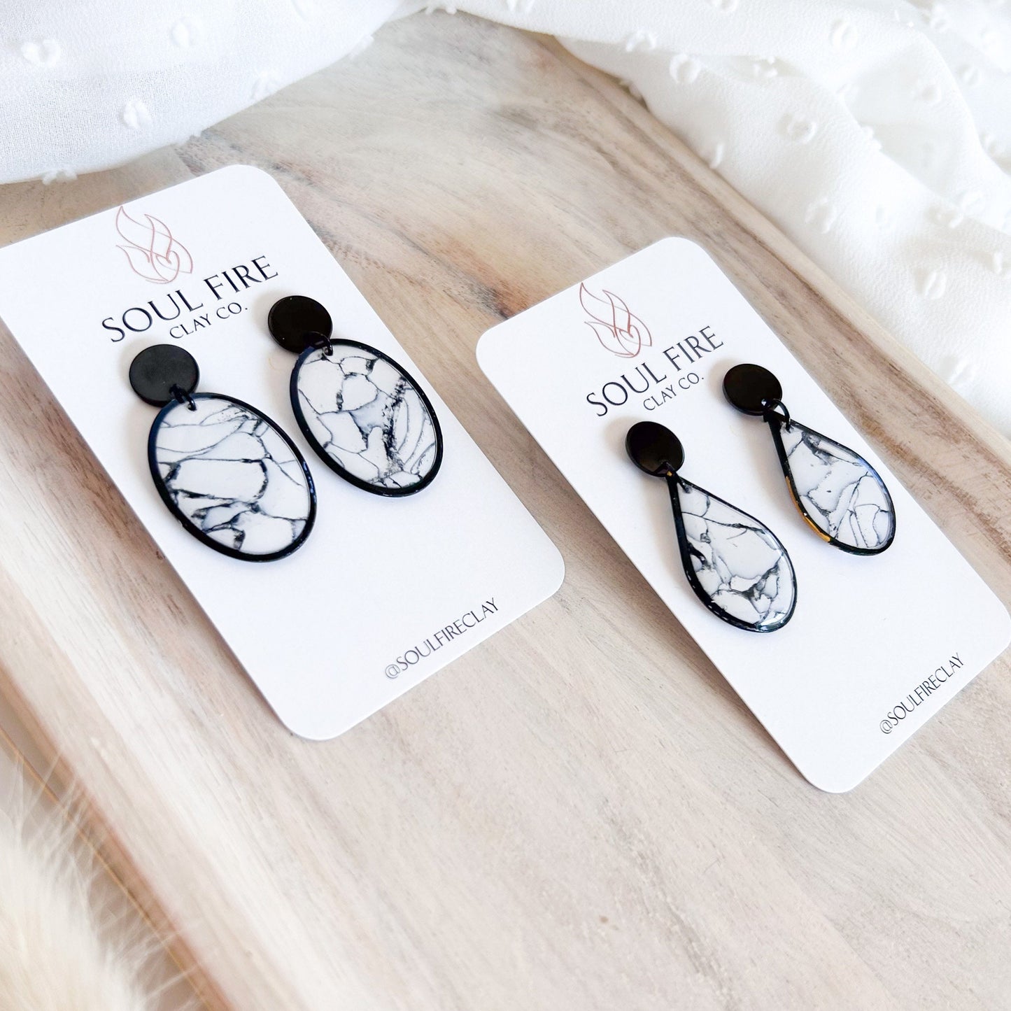 Black & White Marble statement Earrings
