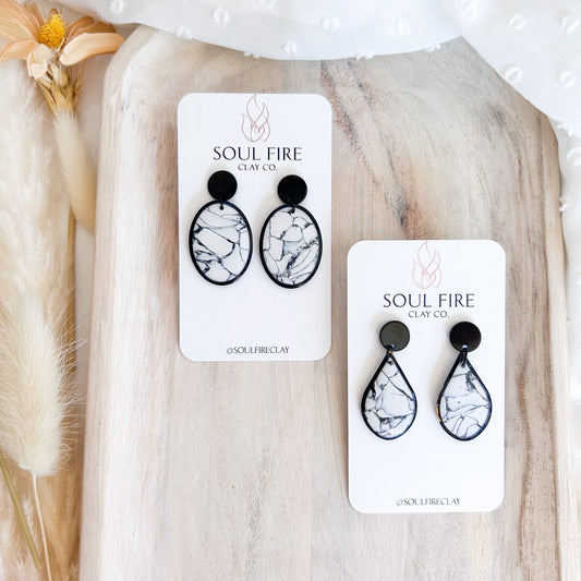Black & White Marble statement Earrings