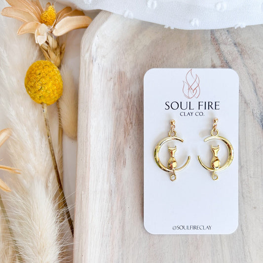 Crescent Cat statement Earrings