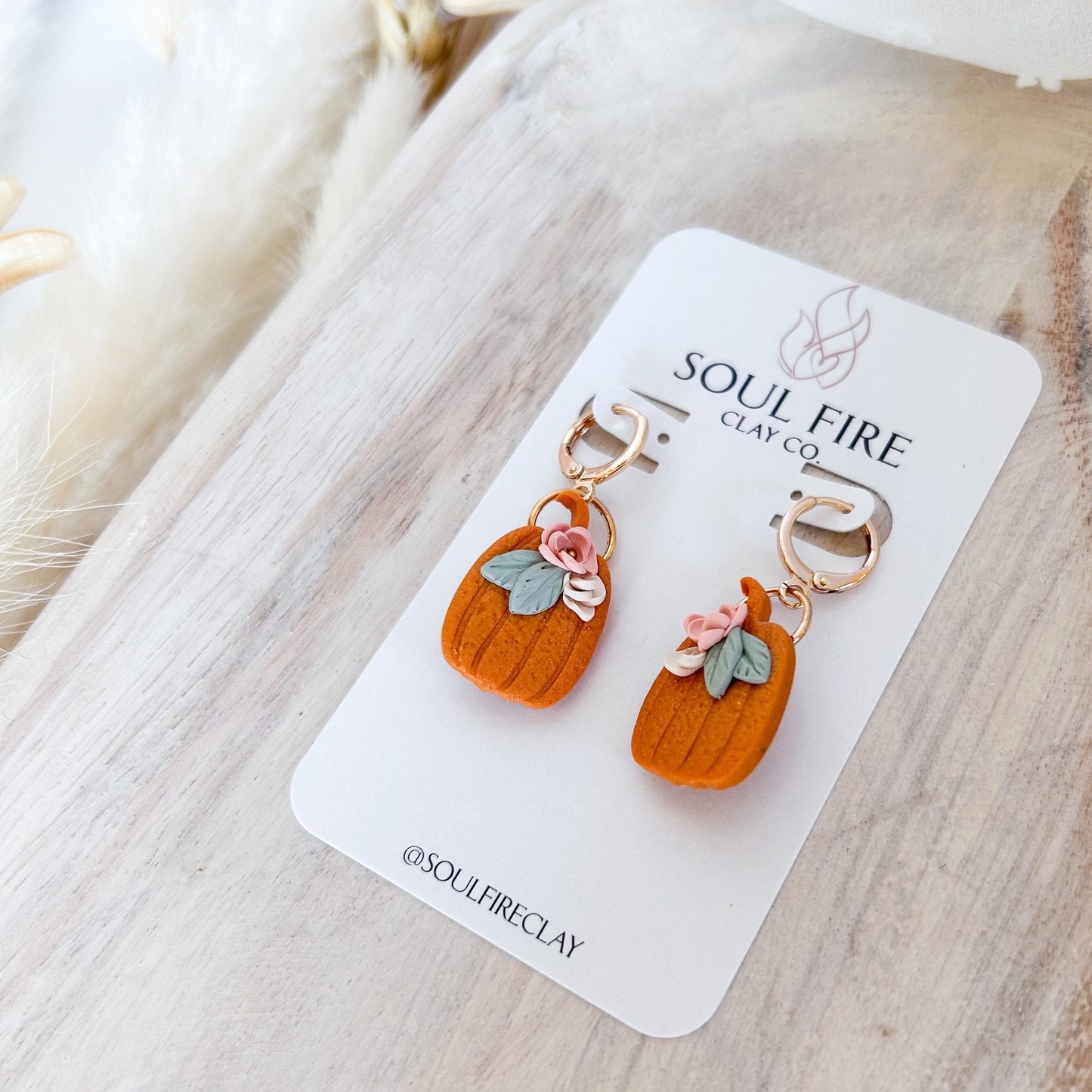 Floral Orange Pumpkins statement Earrings