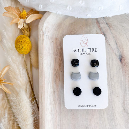 Monochrome stud statement Earrings