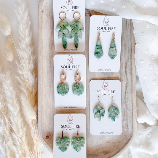 Green Marble statement Earrings