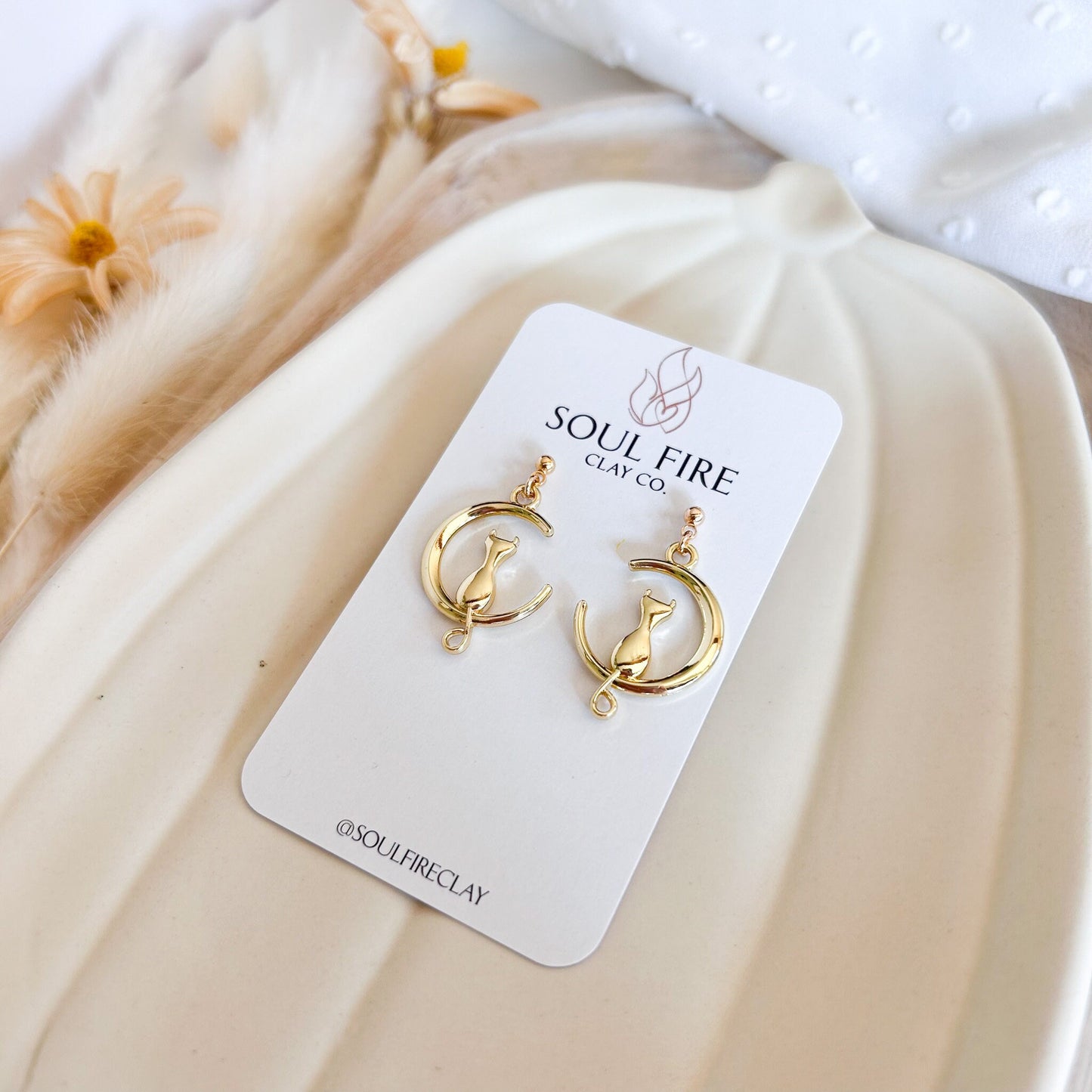 Crescent Cat statement Earrings
