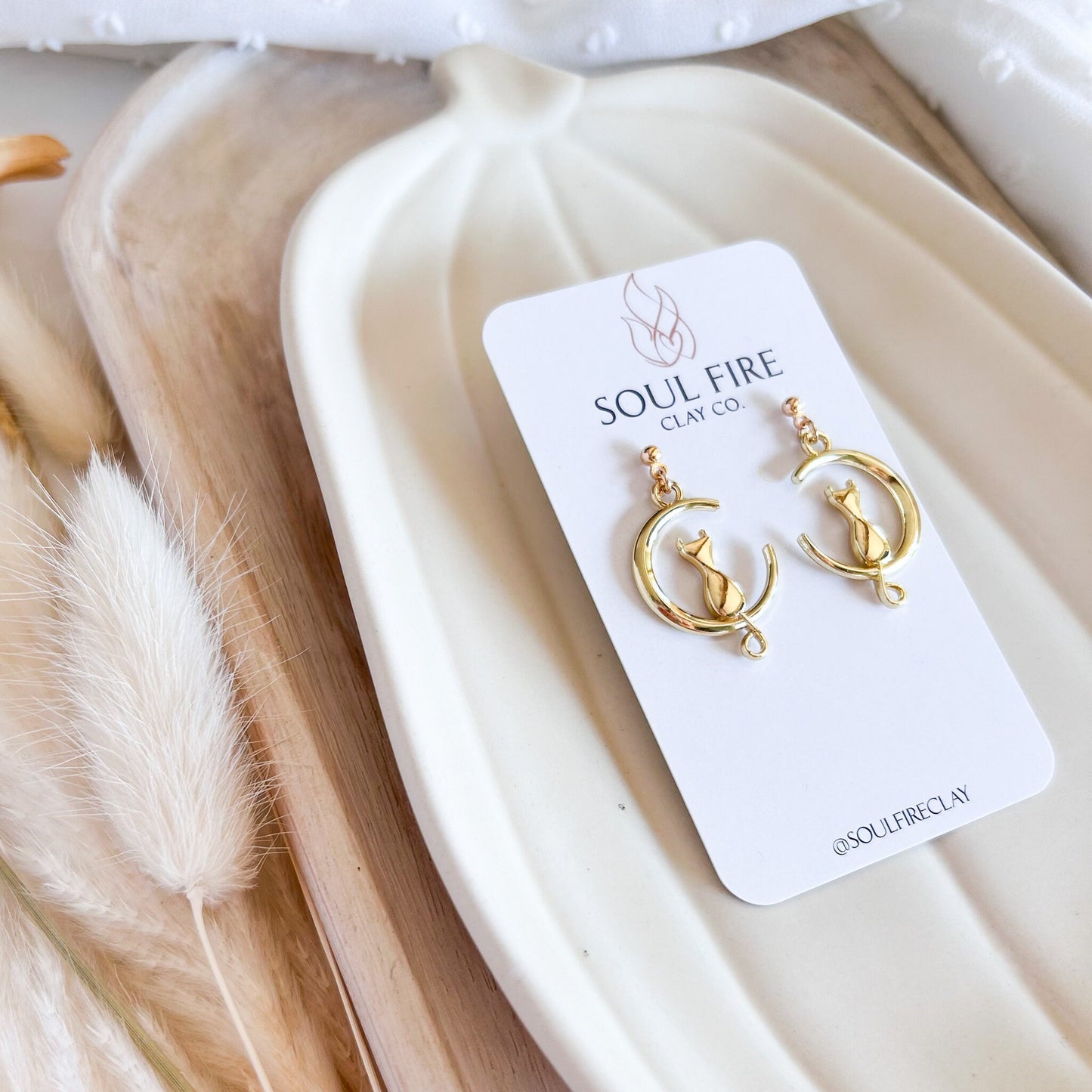 Crescent Cat statement Earrings