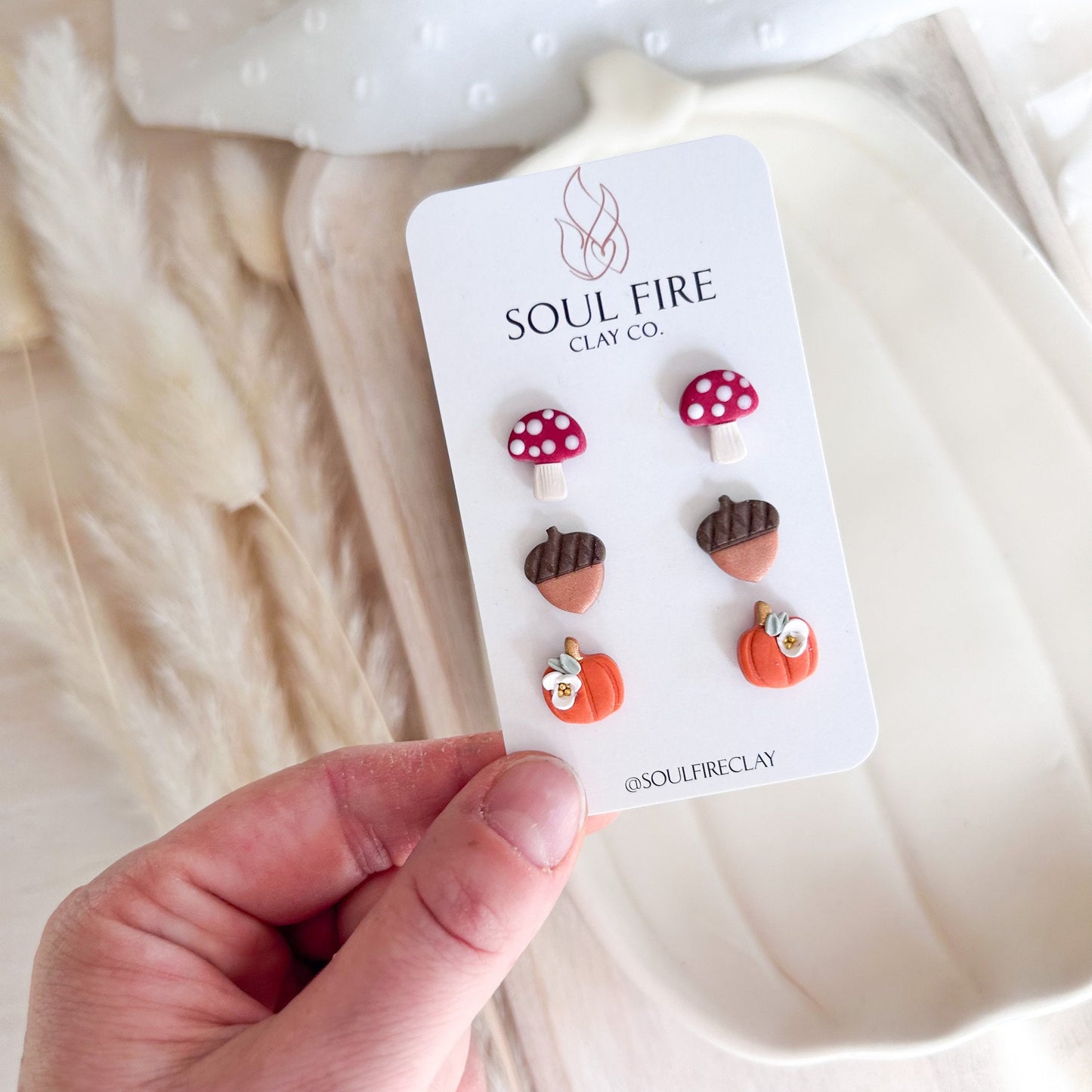 Fall Stud statement Earrings | Sunflower Acorn Mushroom