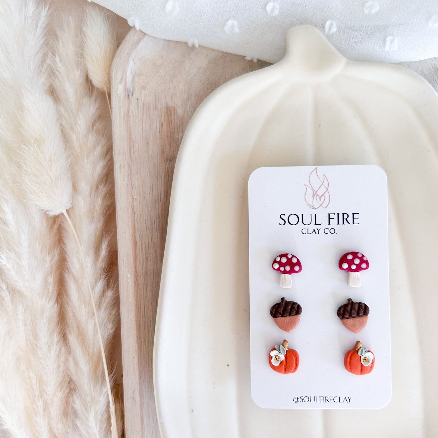 Fall Stud statement Earrings | Sunflower Acorn Mushroom
