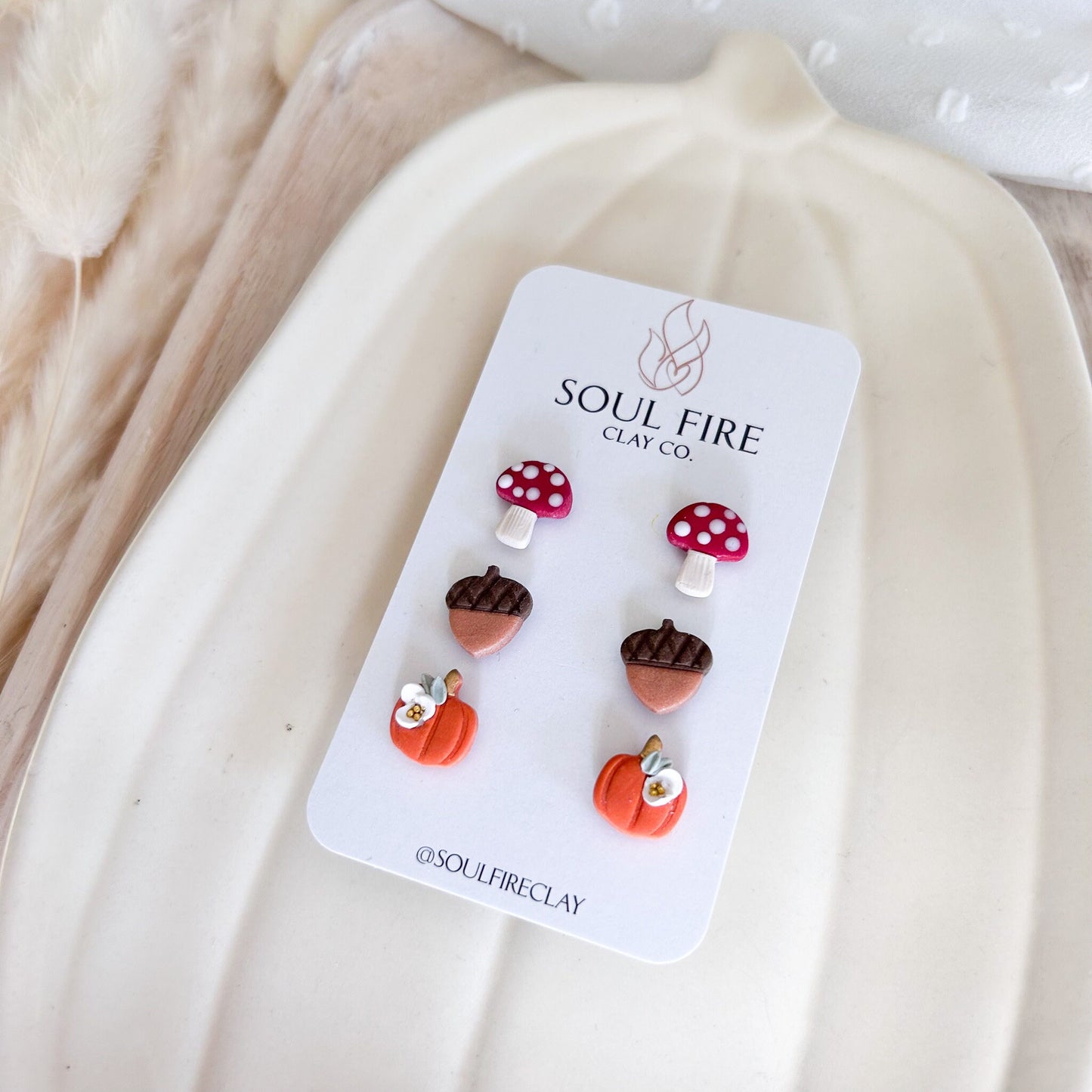 Fall Stud statement Earrings | Sunflower Acorn Mushroom